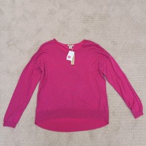 NWT Sweater - Pink with Navy Blue Polka Dots